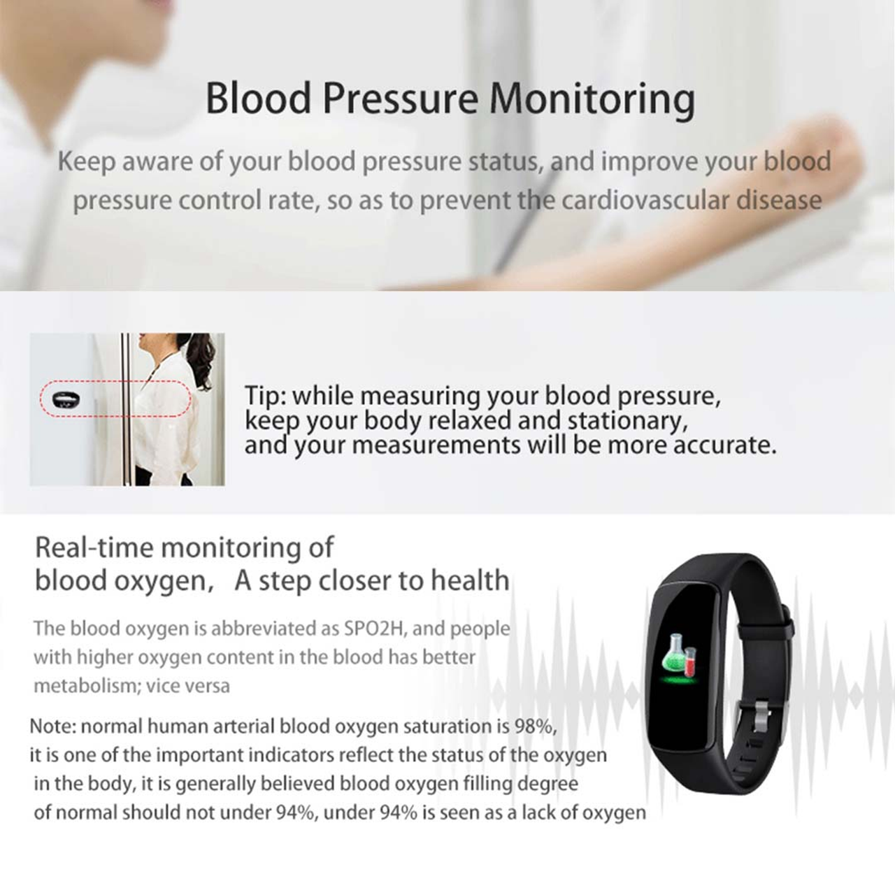 Sport Monitor Wrist Touch Fitness Tracker Smart Watch